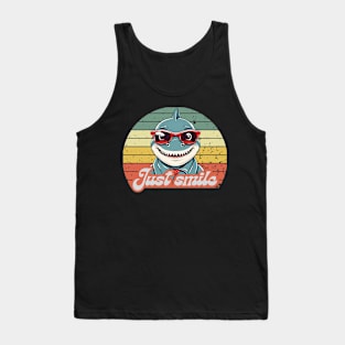 Funny shark invite you to smile Tank Top